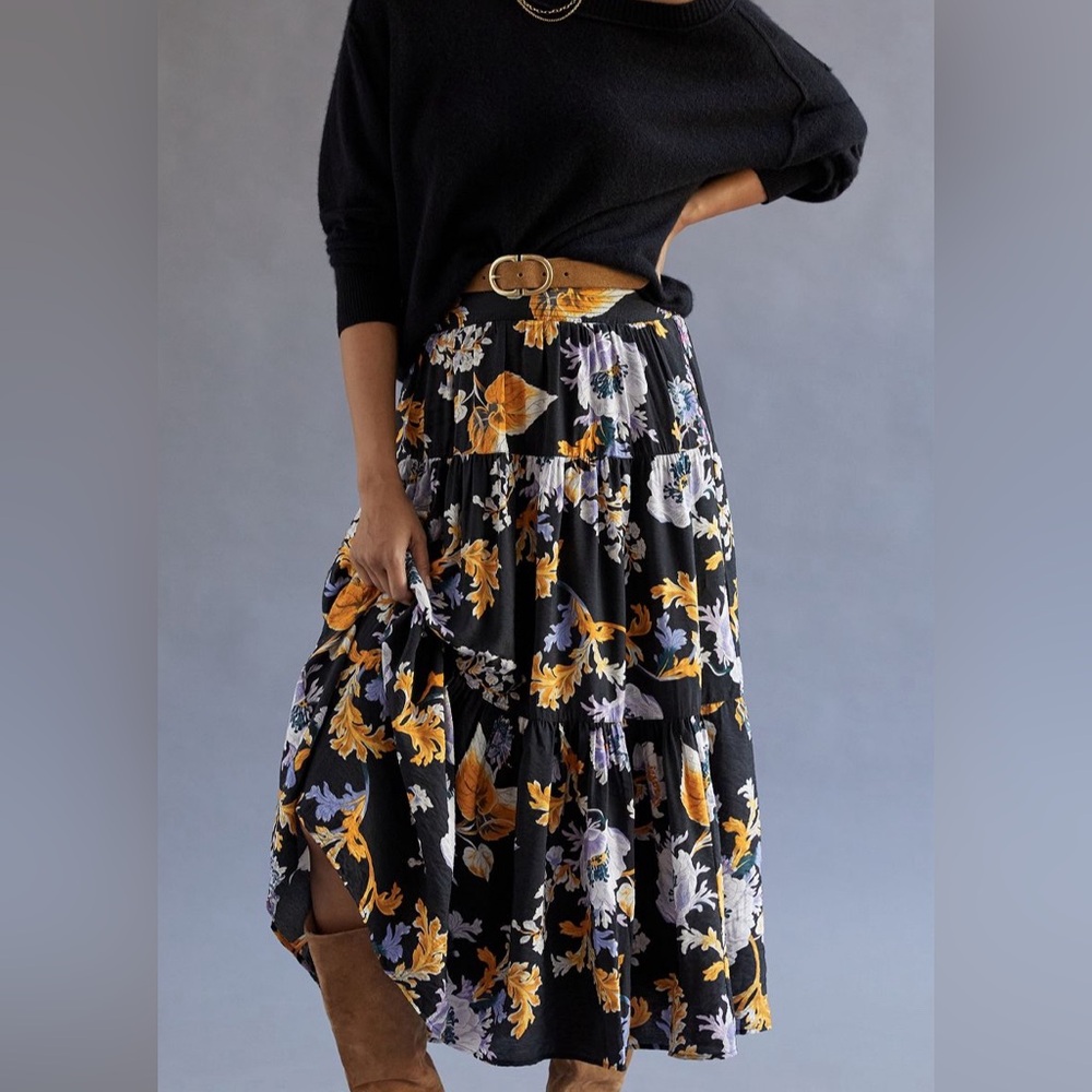 Anthropologie Maeve Tiered Maxi Skirt
